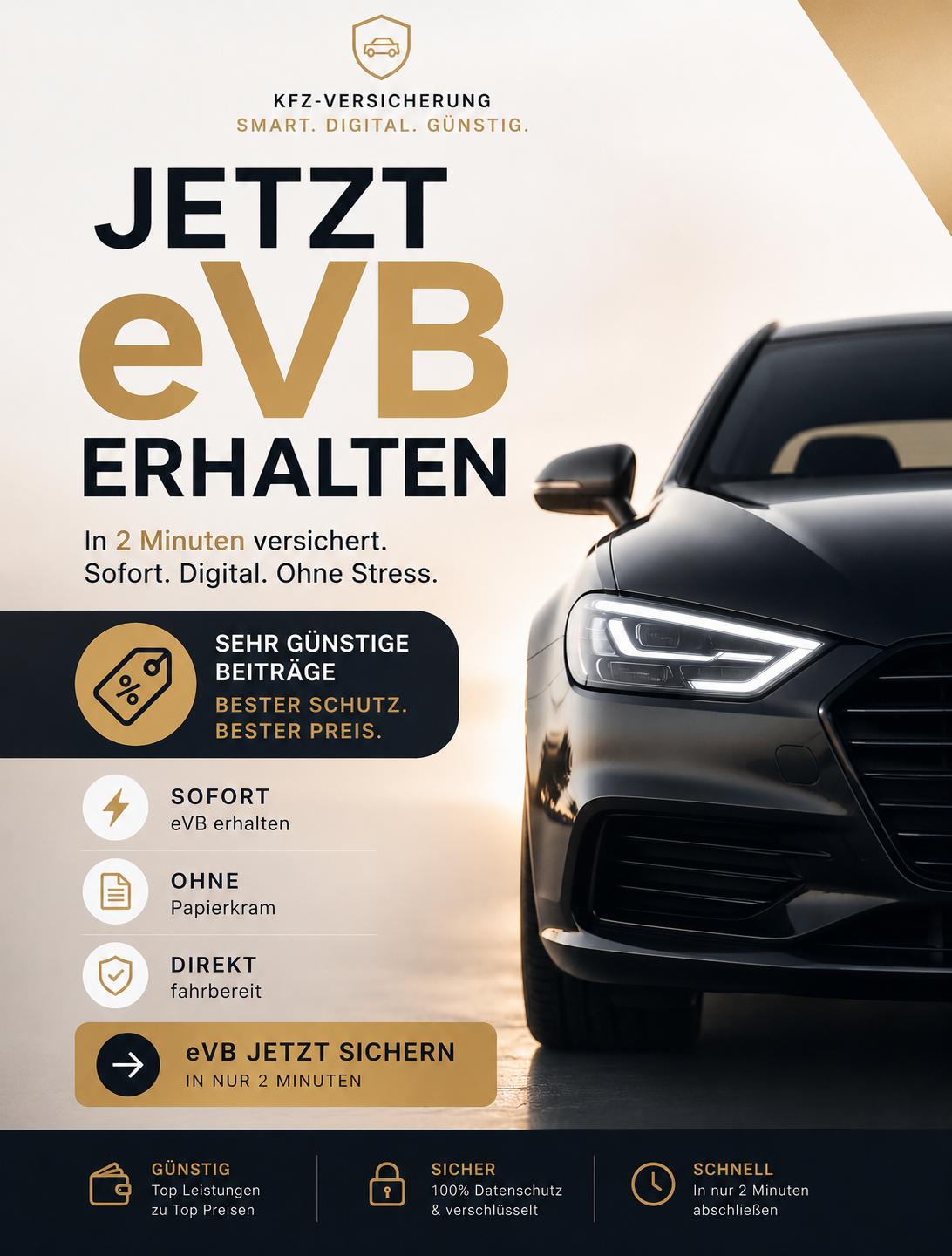 Premium KFZ mit goldenen Akzenten – MYEVB Versicherung